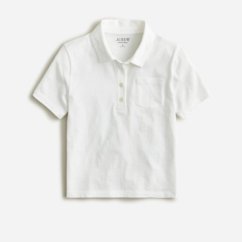J. Crew Vintage jersey shrunken polo T-shirt white NWT xxs